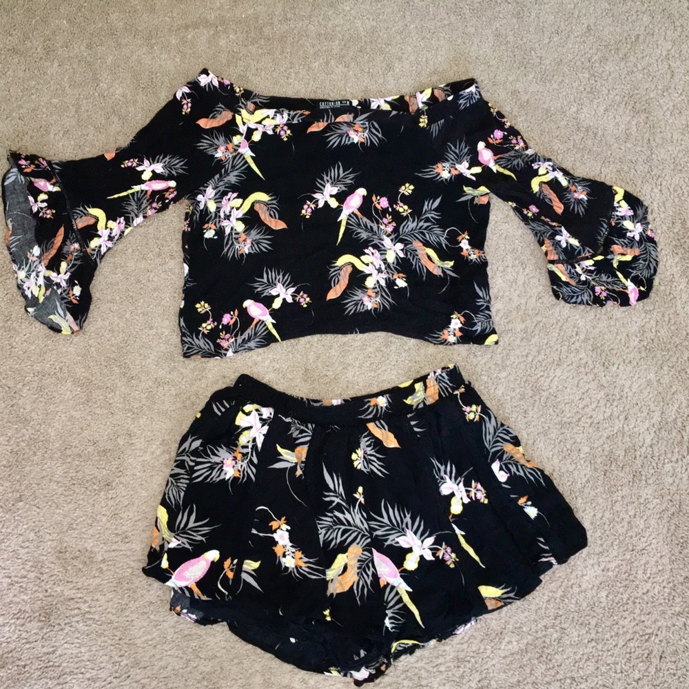 Black Floral Shirt & Short